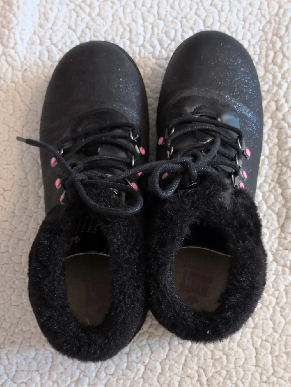 Juicy Couture Lace Up Sparkle Faux Fur Ankle Boots Gorpcore Feminine Whimsigoth